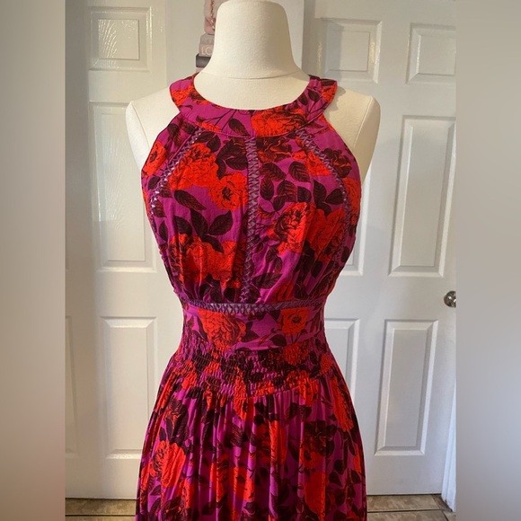 Anthropologie Red and Purple Floral Maxi Dress - Picture 2 of 9